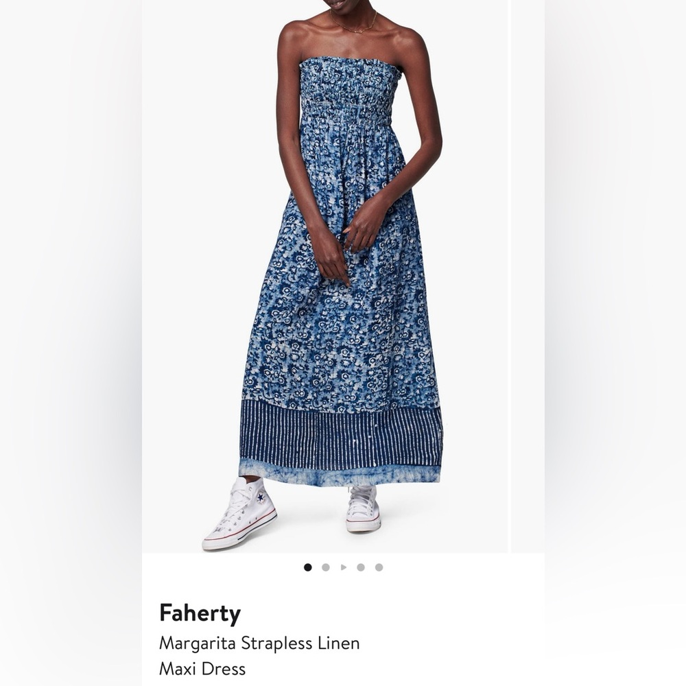 Faherty Margarita Strapless Linen Maxi Dress